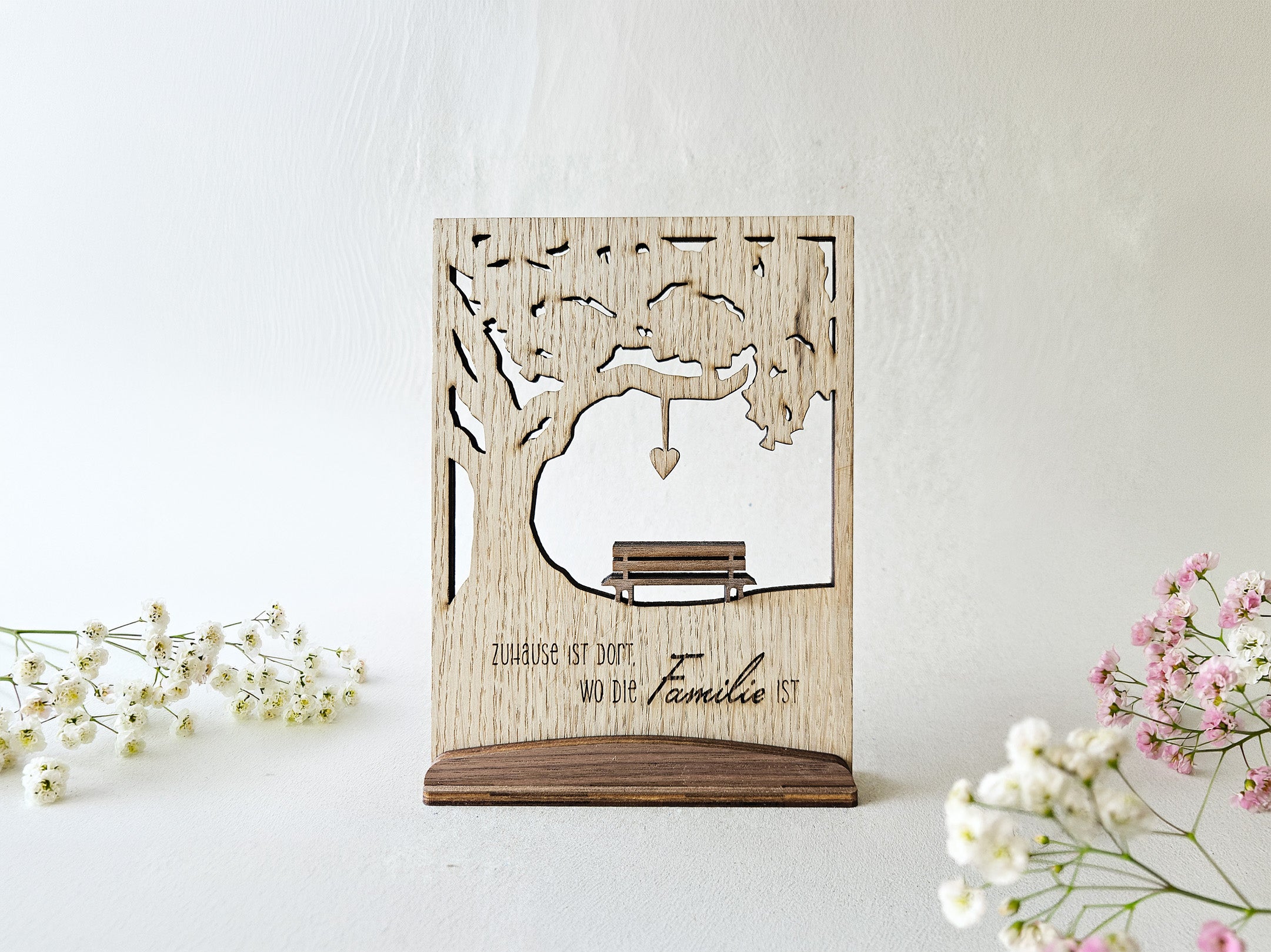 Holz Dekoration Spruch Aufsteller Eiche