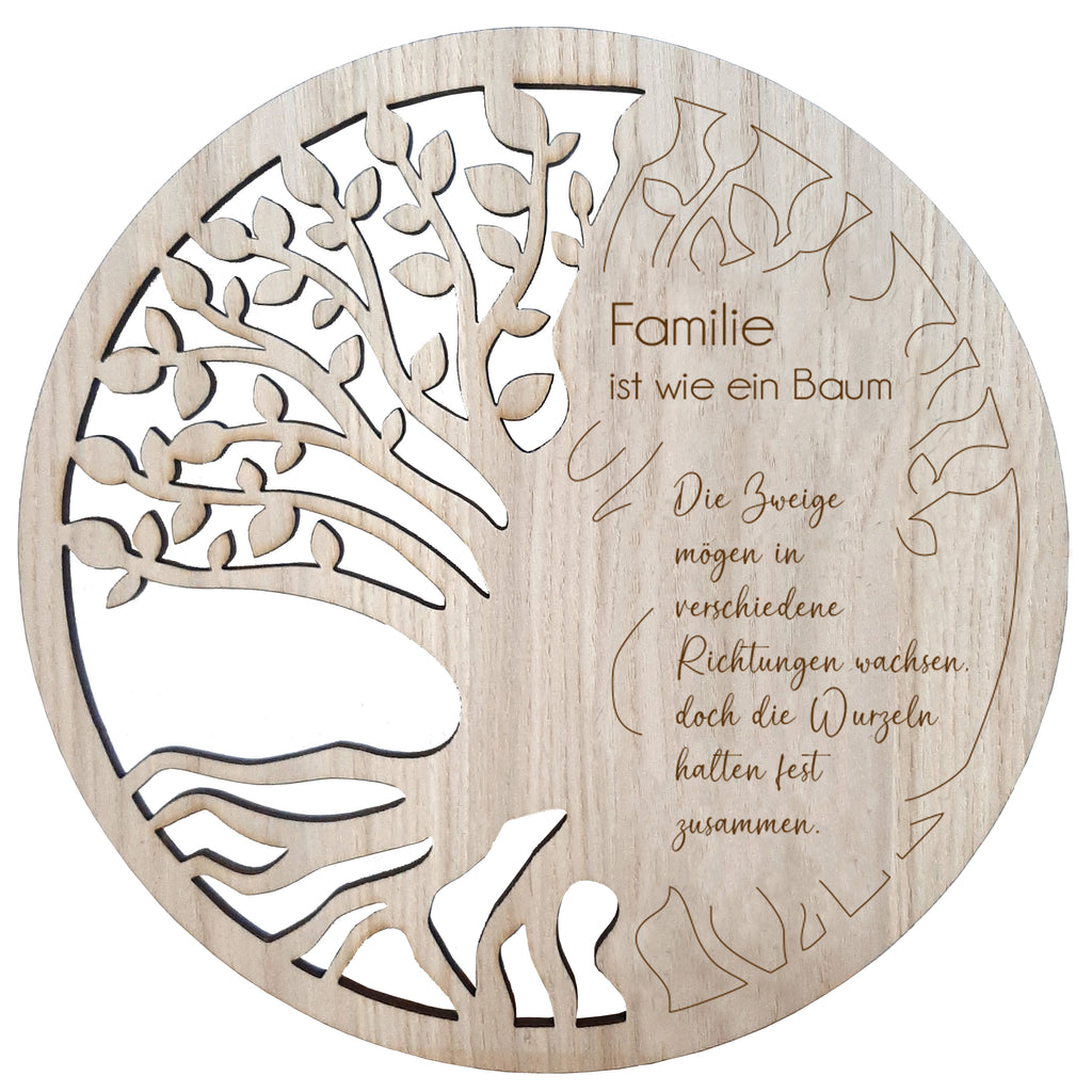 Baum Holz Wanddekoration mit Spruch