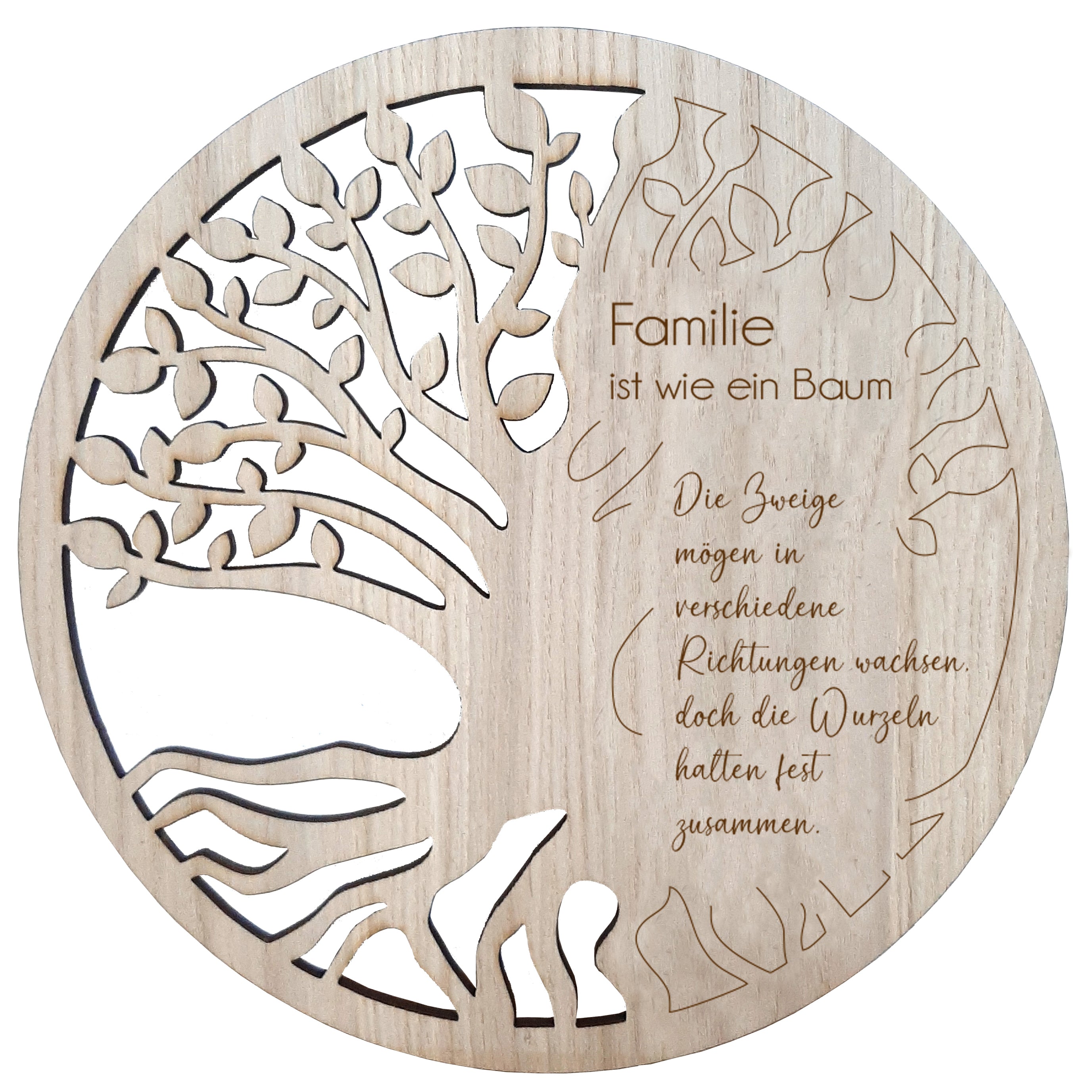 Baum Holz Wanddekoration mit Spruch