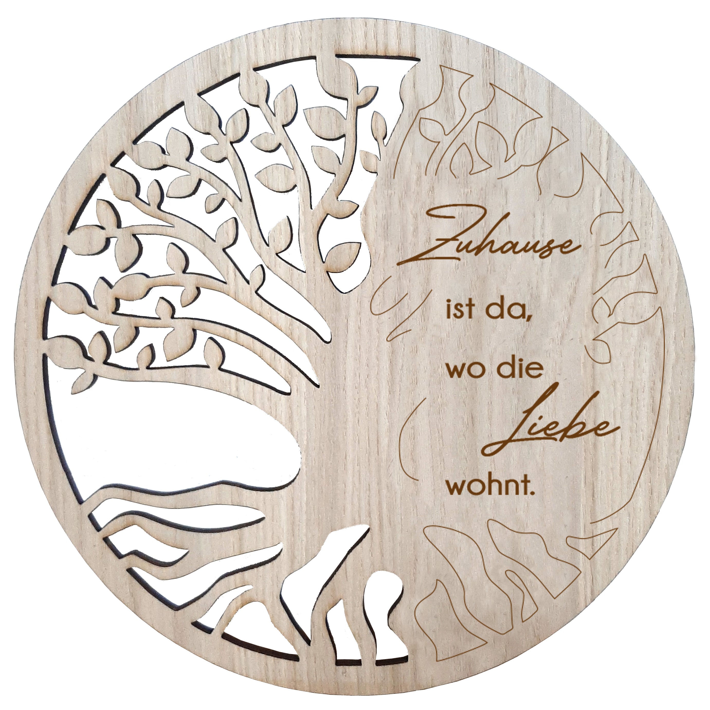 Baum Holz Wanddekoration mit Spruch