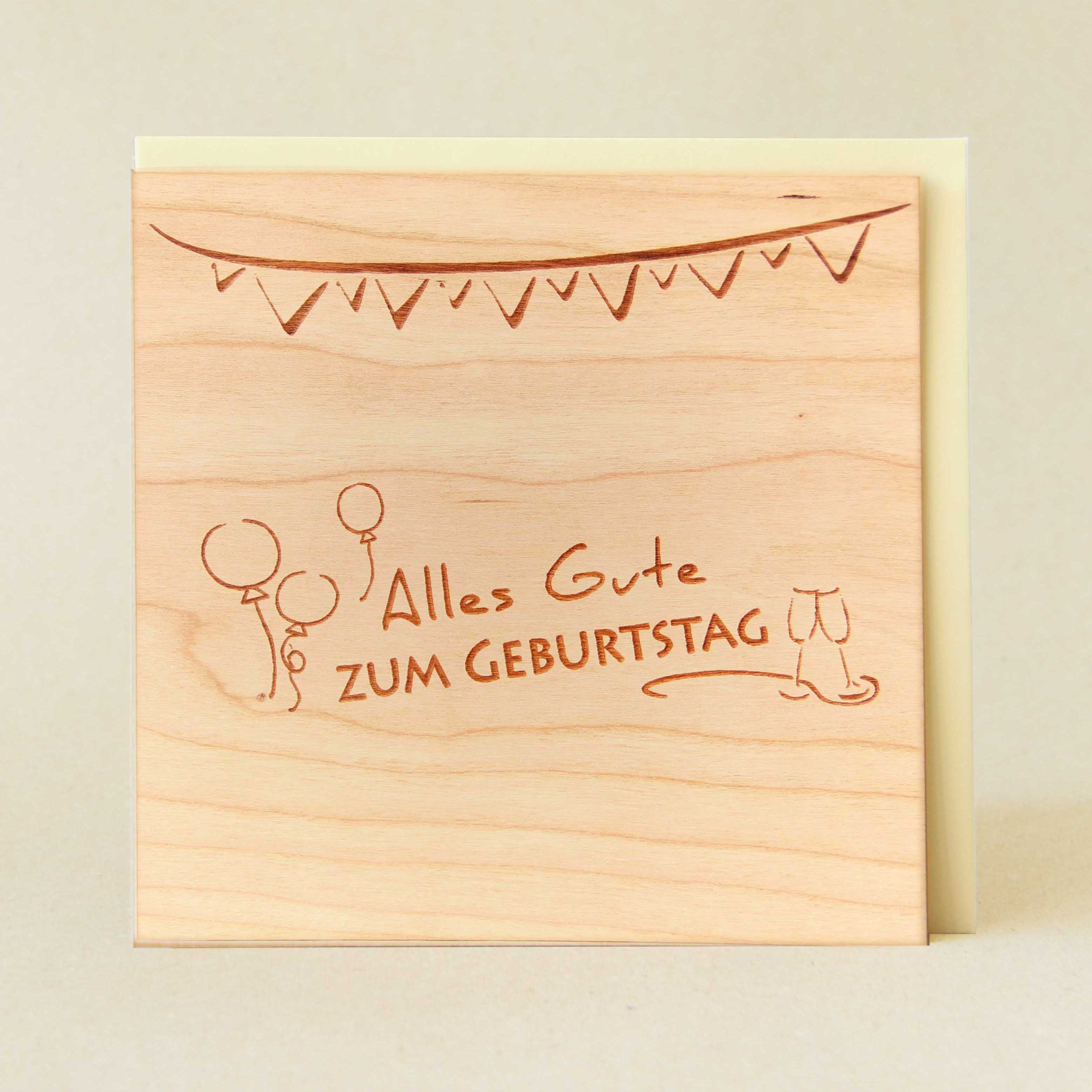 Holzgrusskarte - Alles Gute zum Geburtstag
