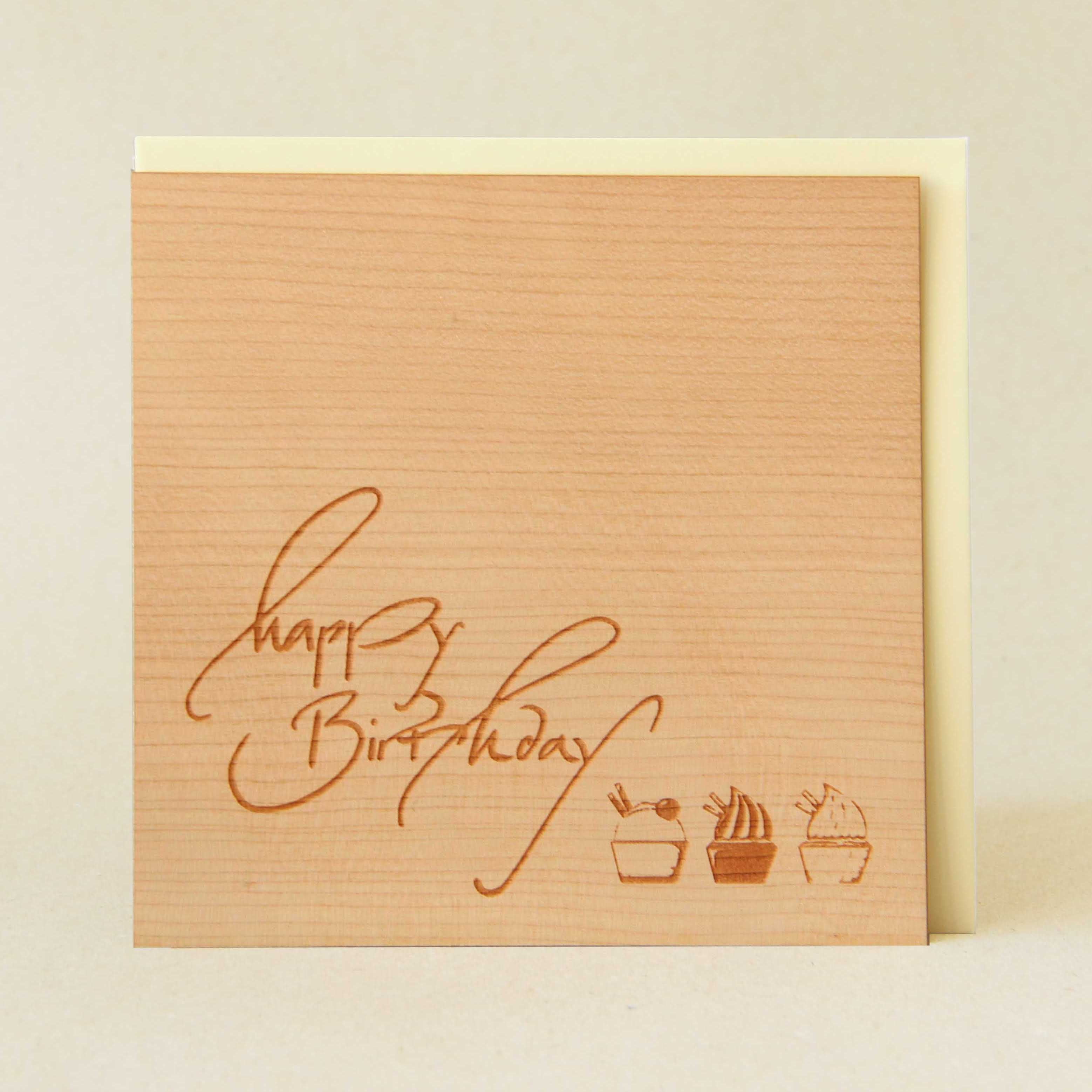 Holzgrusskarte - Happy Birthday