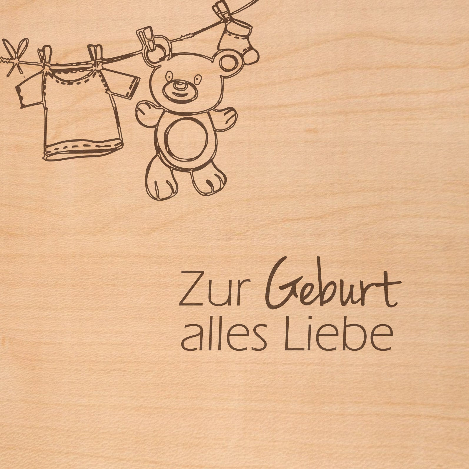 Holzgrusskarte - Zur Geburt alles Liebe