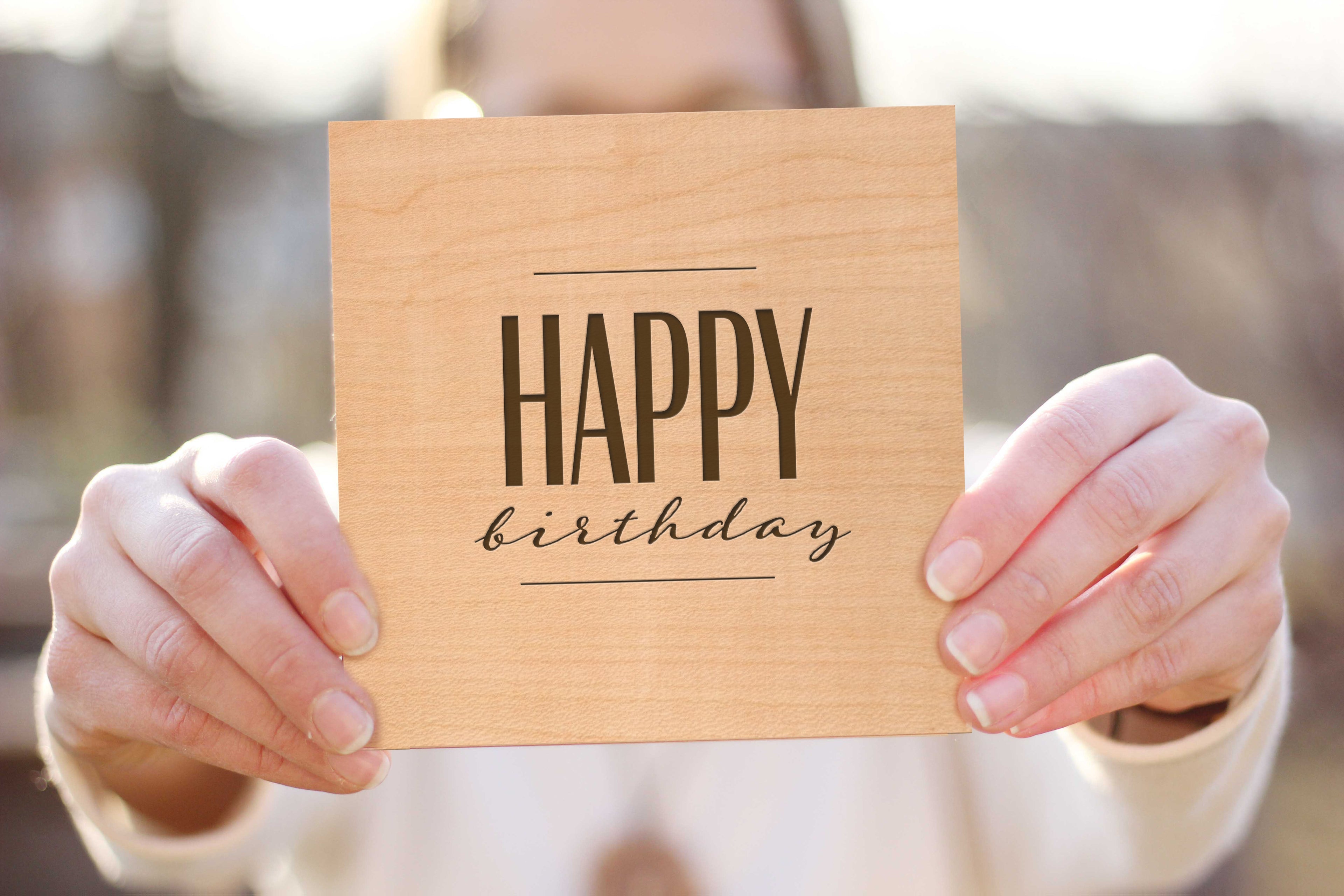 Holzgrusskarte - Happy Birthday