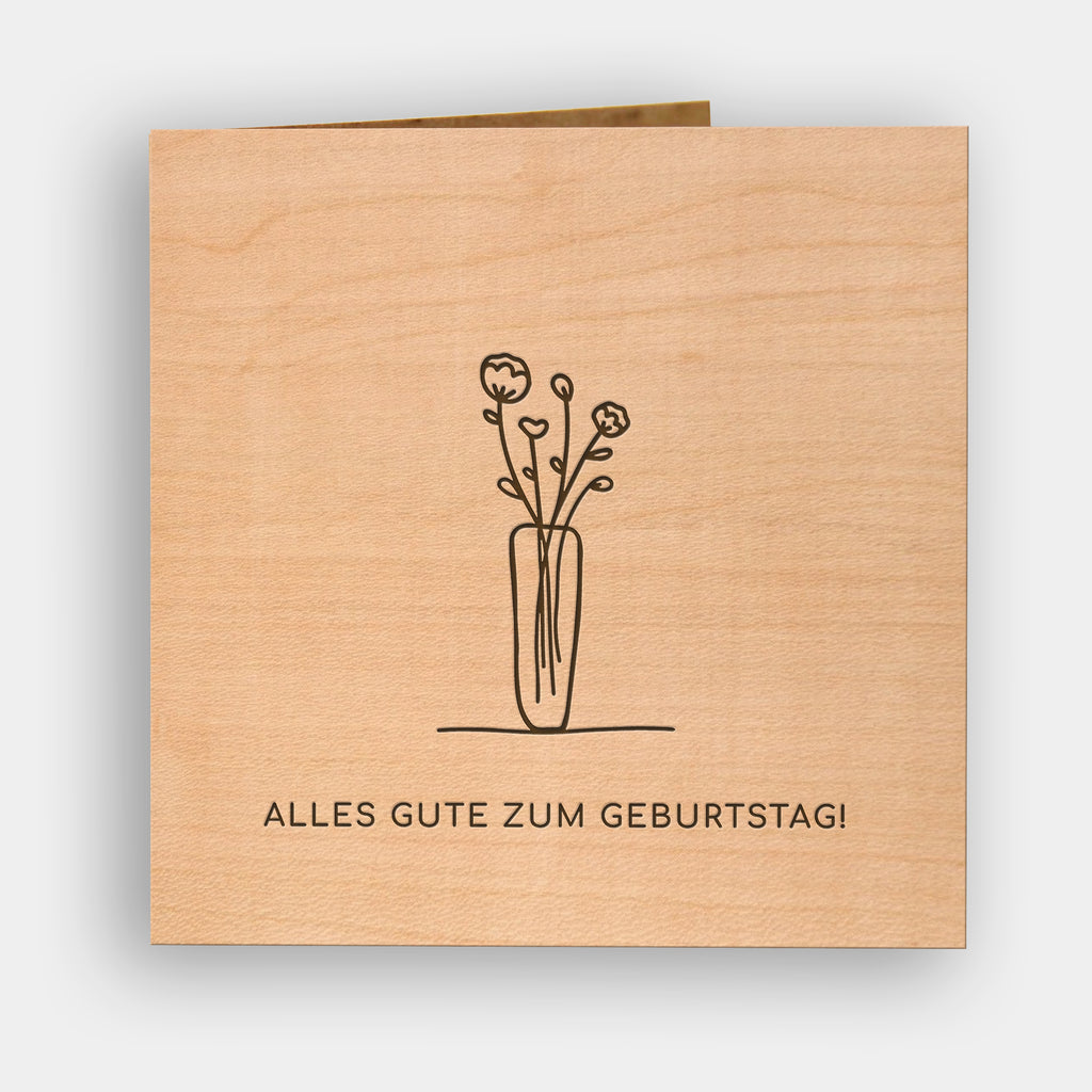 Holzgrusskarte - Alles Gute Blumenvase