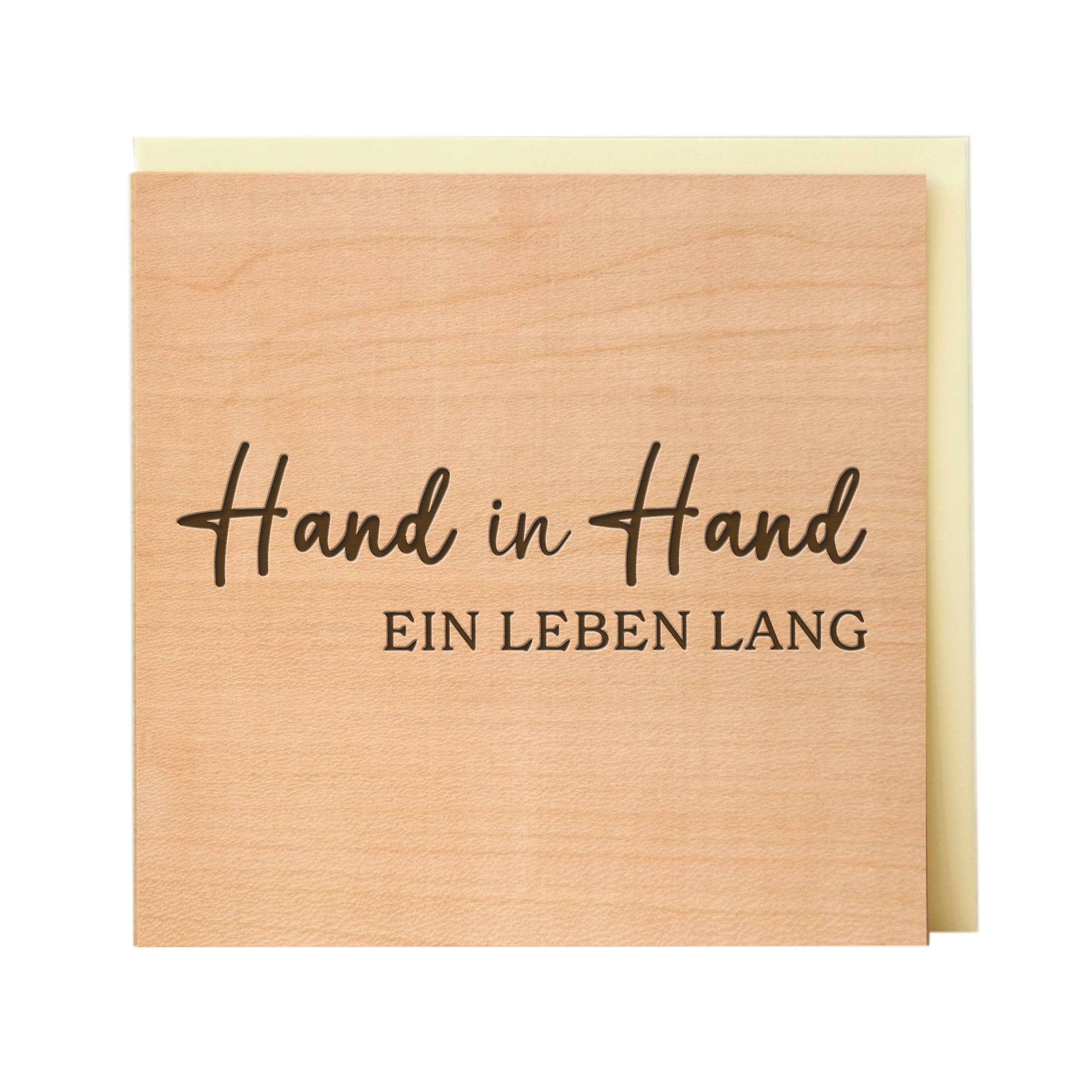 Holzgrusskarte - Hand in Hand