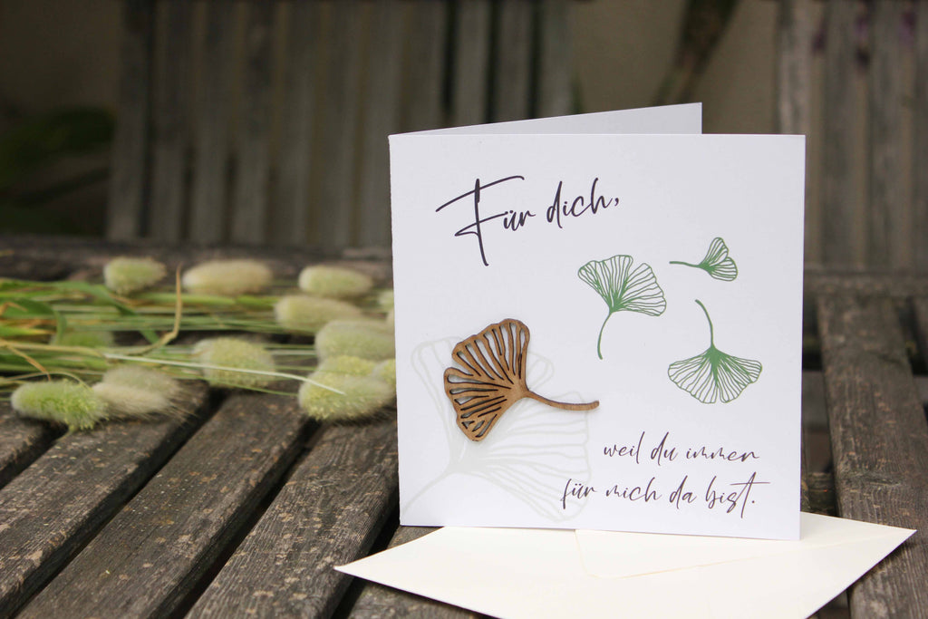 Grußkarte mit Holzsticker - Für dich