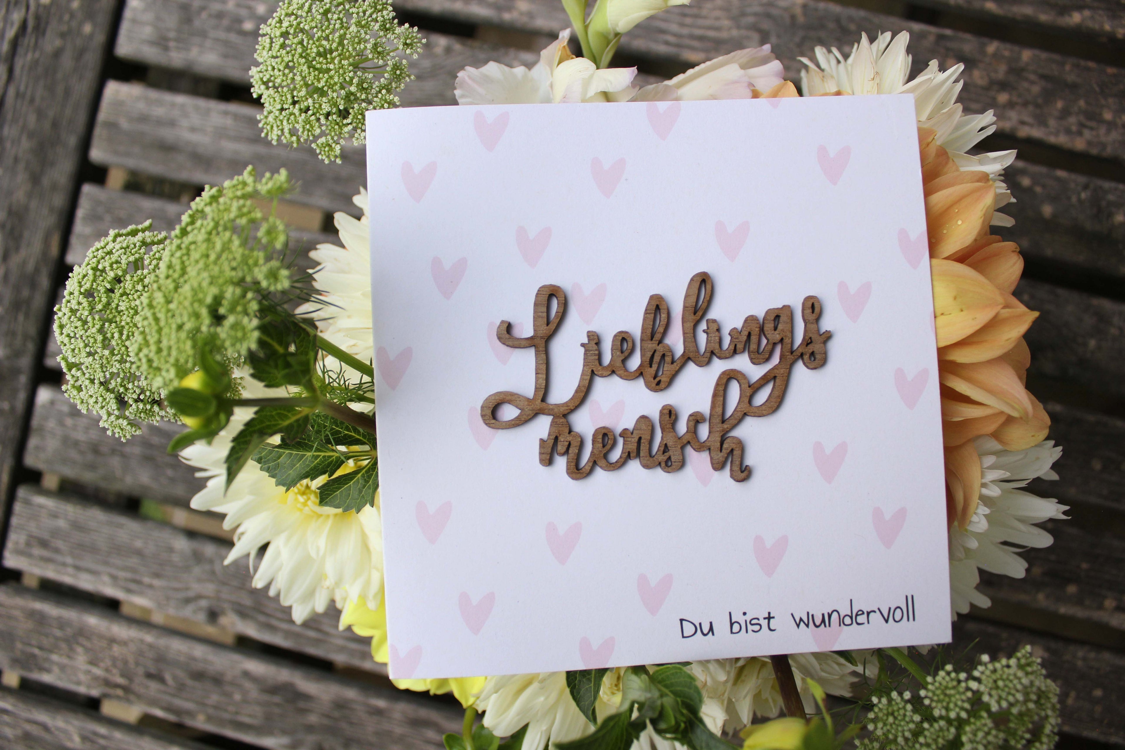 Grußkarte mit Holzsticker - Lieblingsmensch