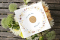 Grußkarte mit Holzsticker - Blumenkranz