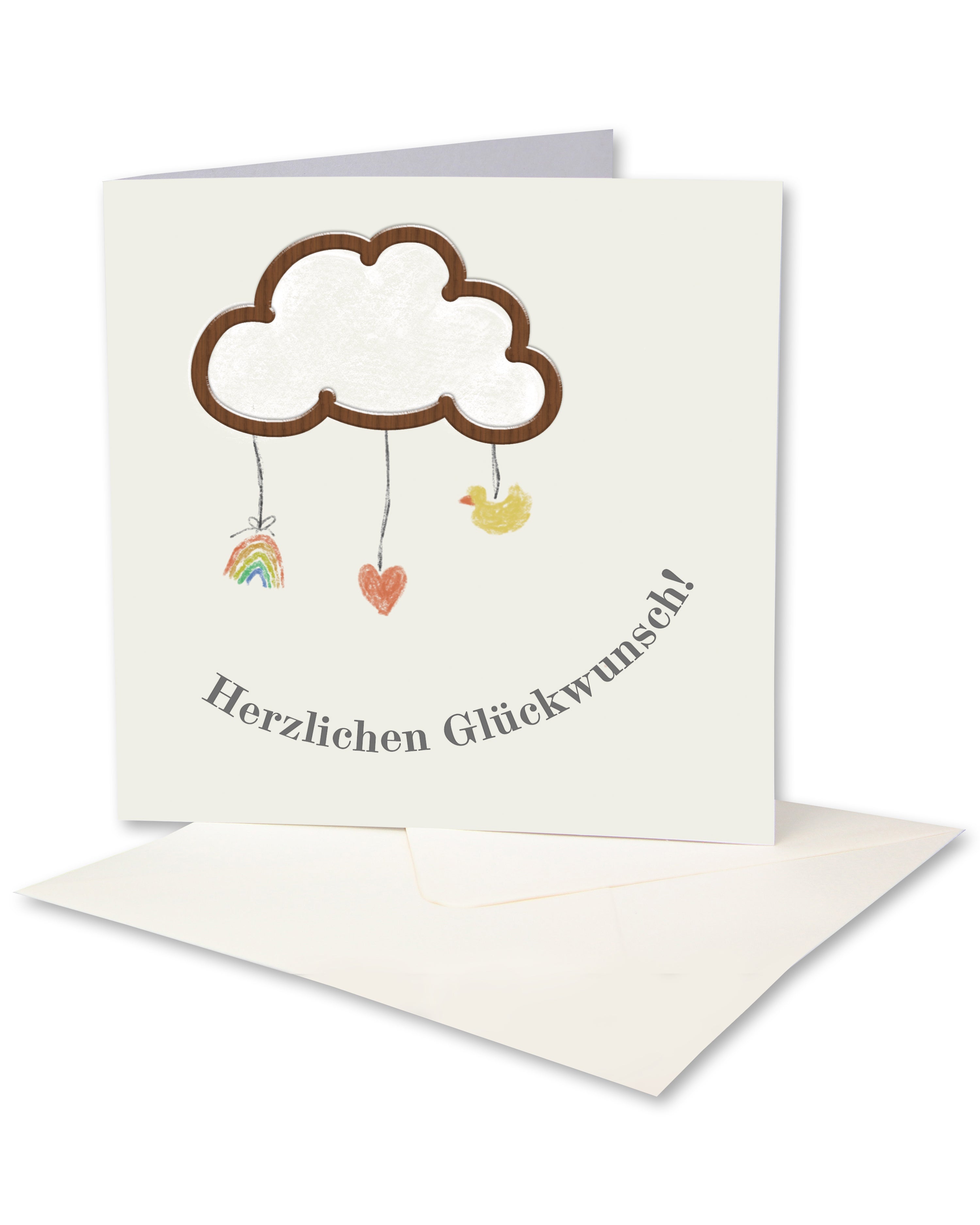 Grußkarte mit Holzsticker - Wolke Baby
