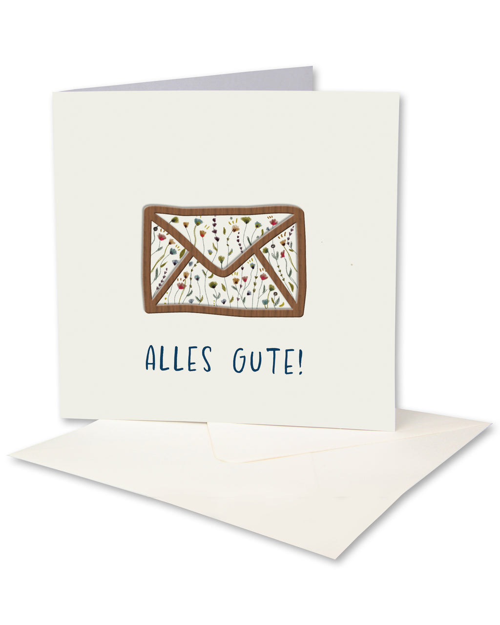 Grußkarte mit Holzsticker - Blumen
