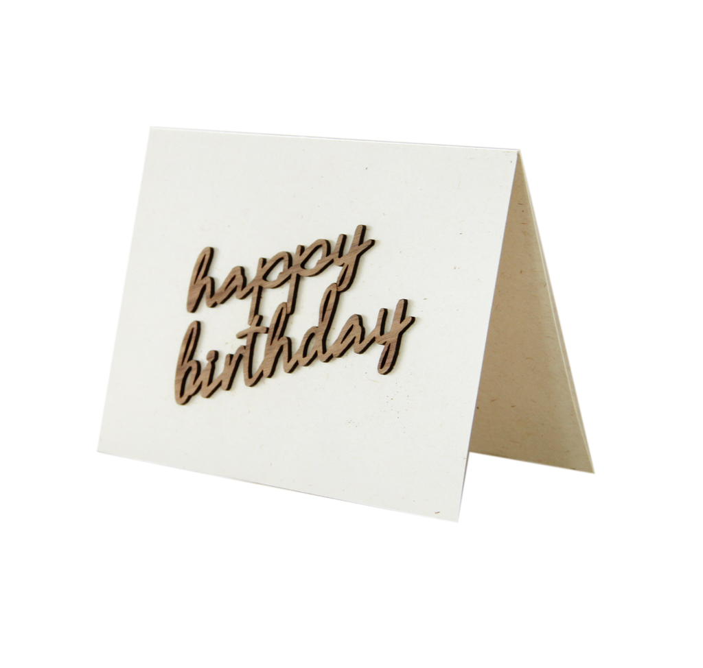 Grußkarte mit Holzsticker - Happy Birthday