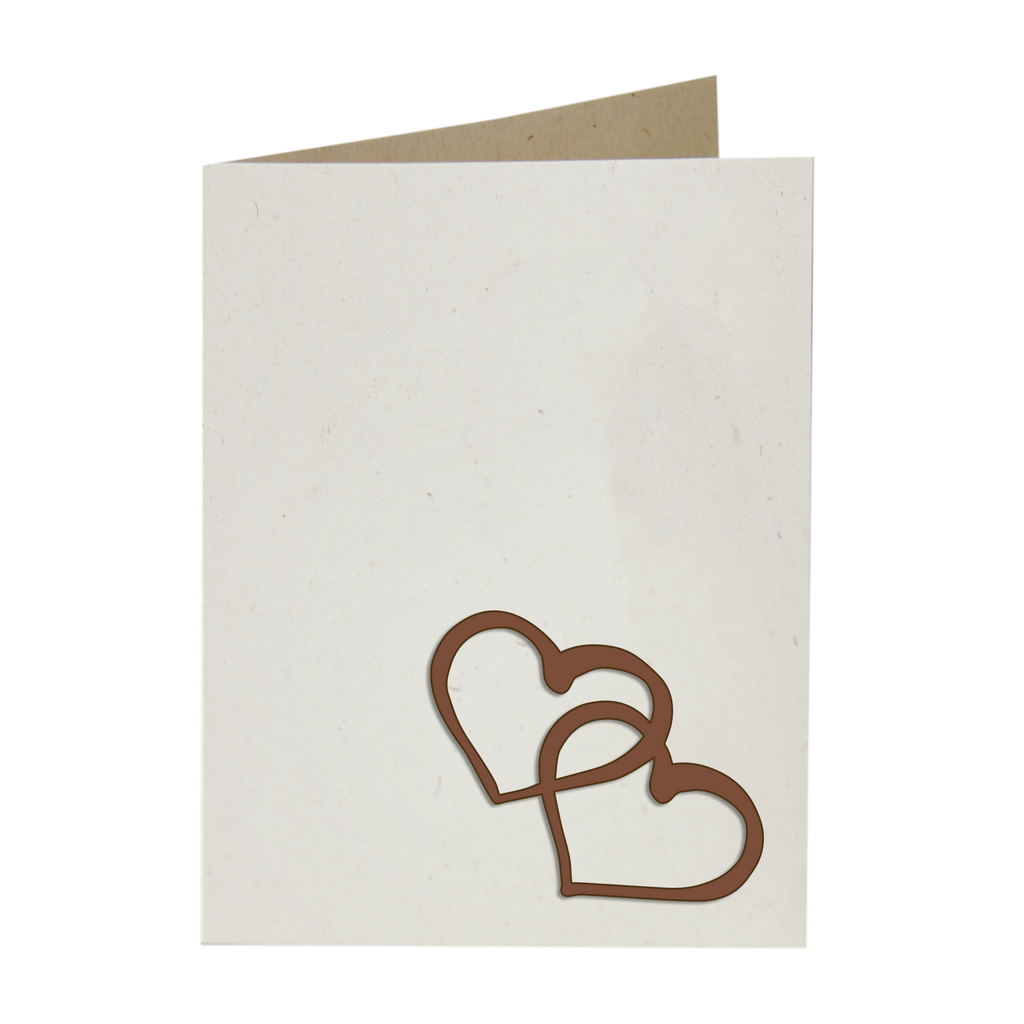 Grußkarte mit Holzsticker - Doppelherzen