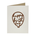 Grußkarte mit Holzsticker - Happy Birthday Ballon