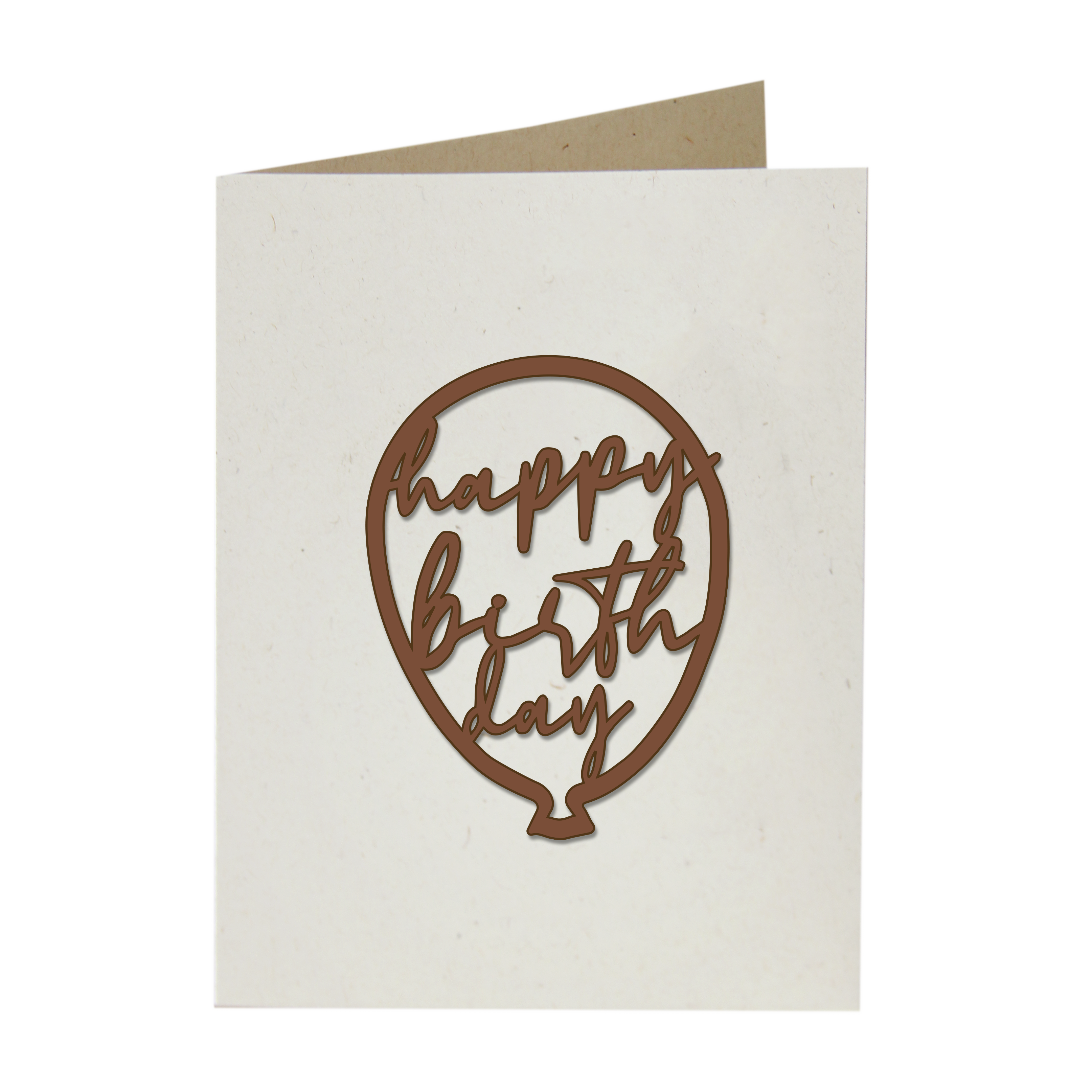 Grußkarte mit Holzsticker - Happy Birthday Ballon