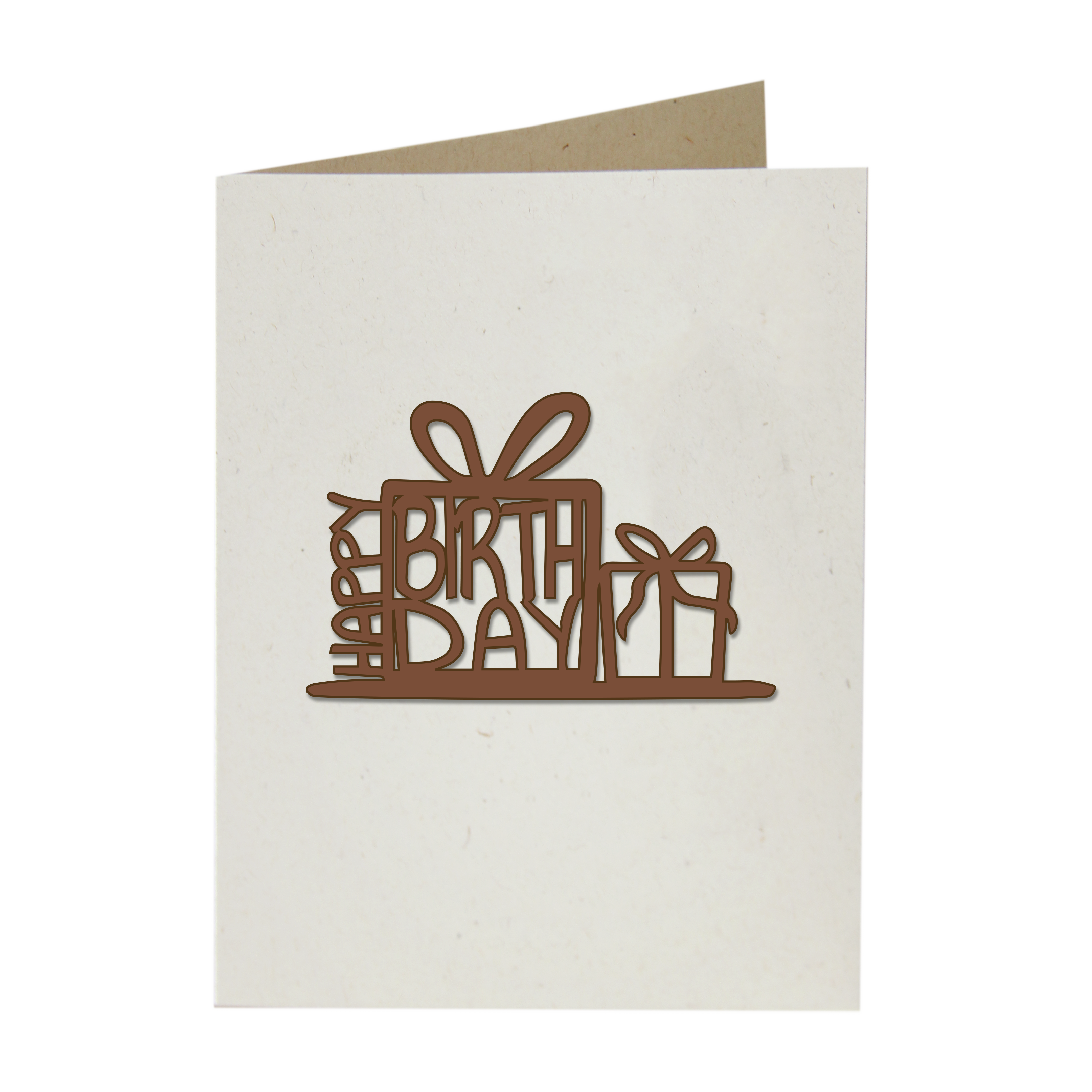 Grußkarte mit Holzsticker - Happy Birthday Päckchen