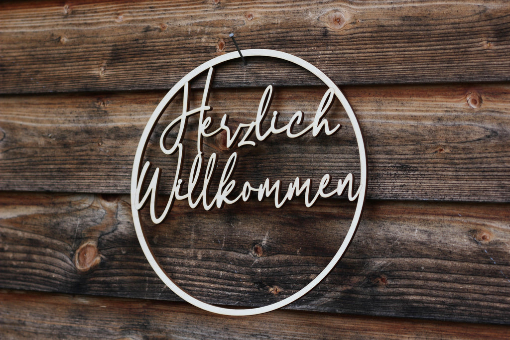 Dekoration Ring Holz - Herzlich Willkommen