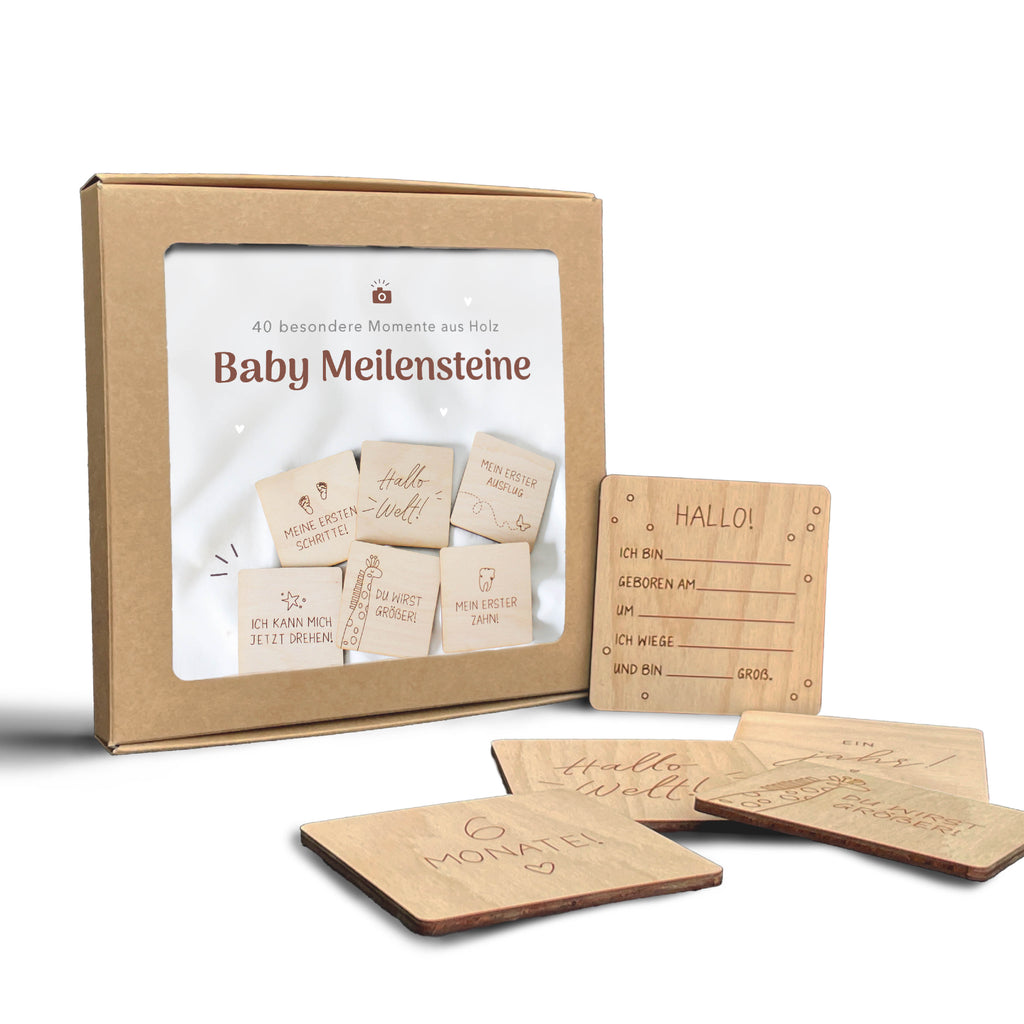 Baby Meilensteine Karten aus Holz