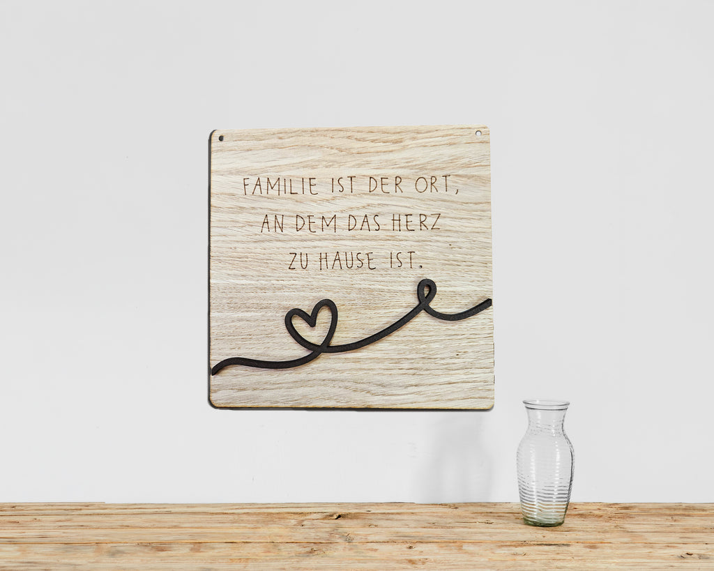 Wandbild Spruch Familie Eiche