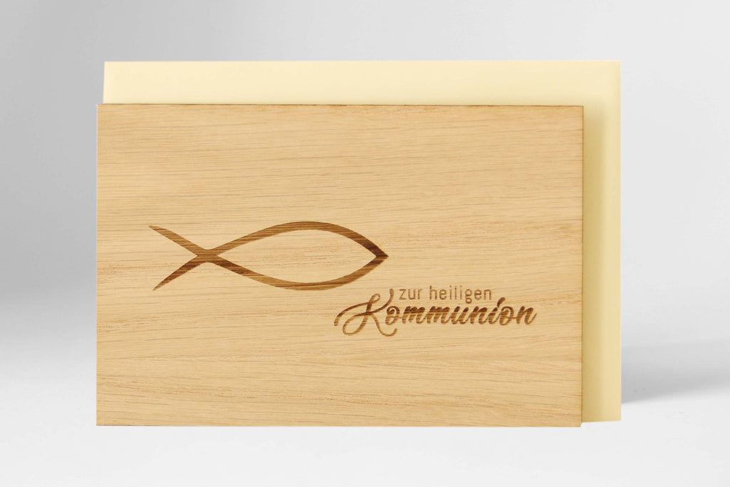 Holzgrusskarte - Zur Kommunion