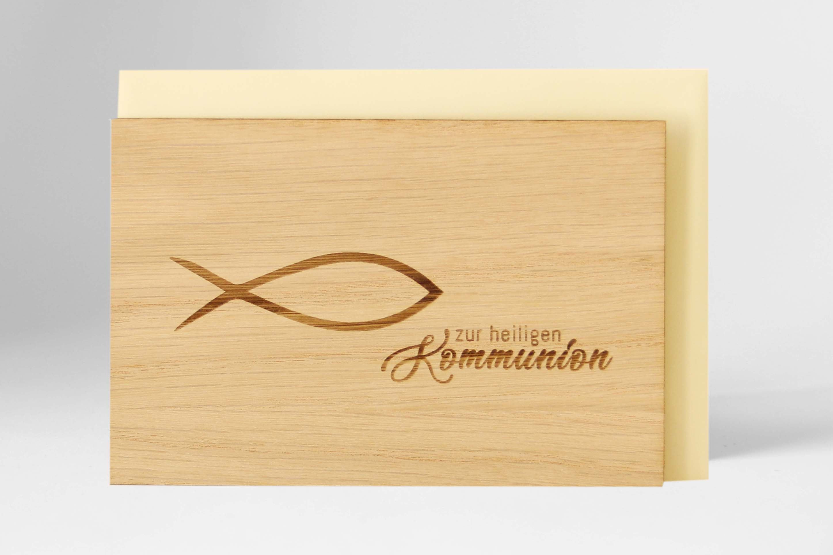 Holzgrusskarte - Zur Kommunion