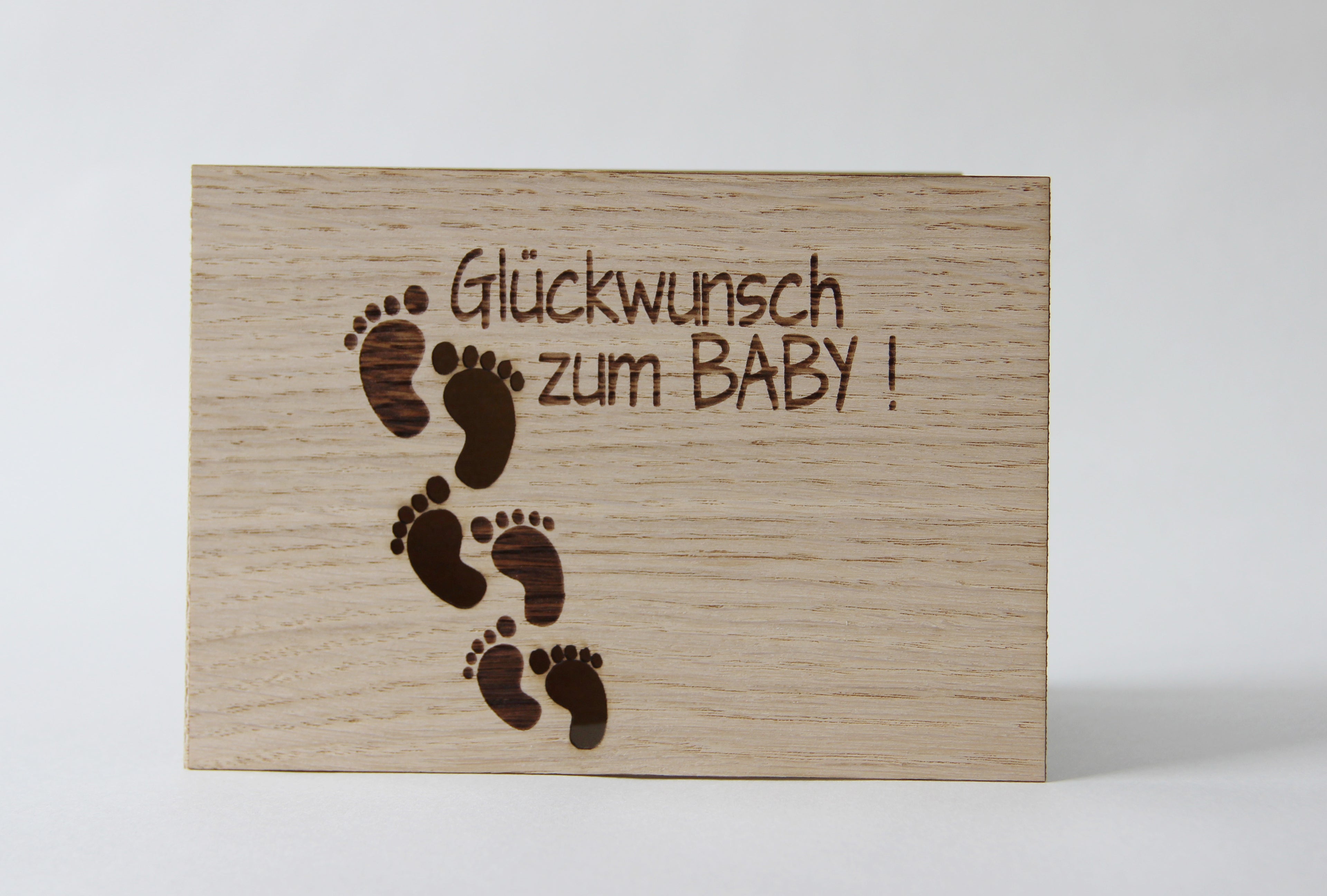 Holzgrusskarte - Glückwunsch zum Baby!