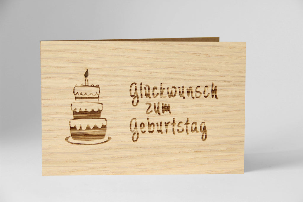 Holzgrusskarte - Glückwunsch Torte