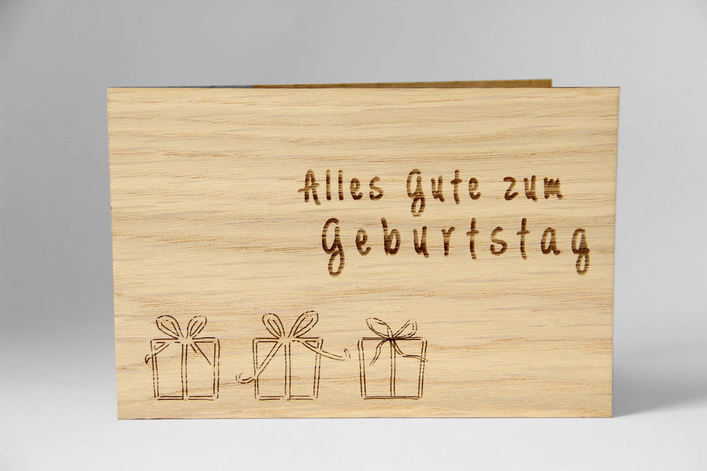 Holzgrusskarte - Geburtstag Geschenke