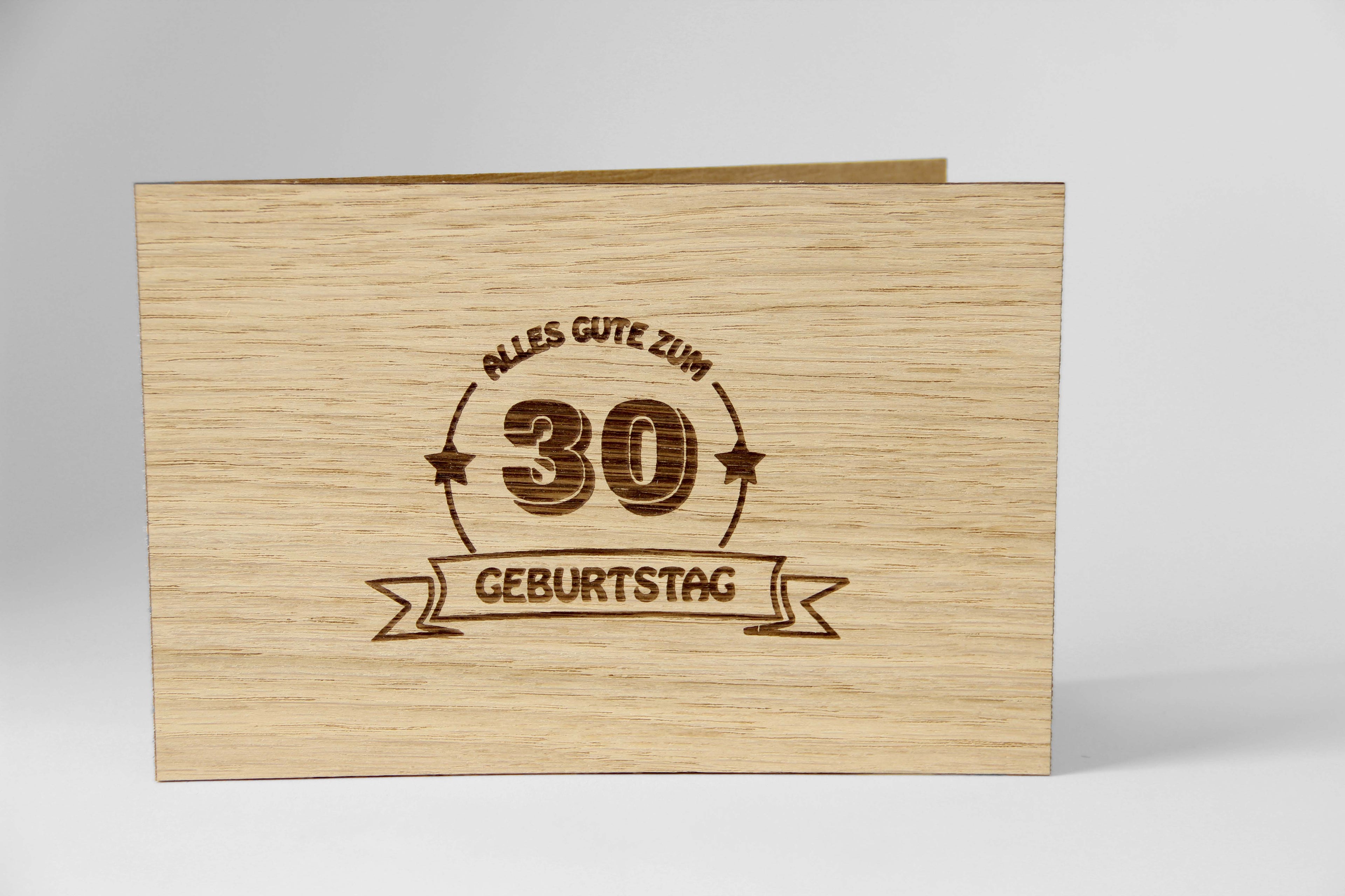 Holzgrusskarte - Alles Gute zum 30.