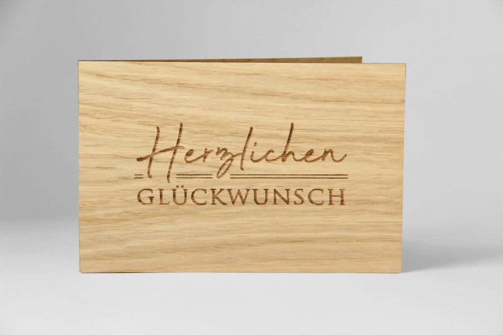 Holzgrusskarte - Herzlichen Glückwunsch