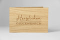 Holzgrusskarte - Herzlichen Glückwunsch