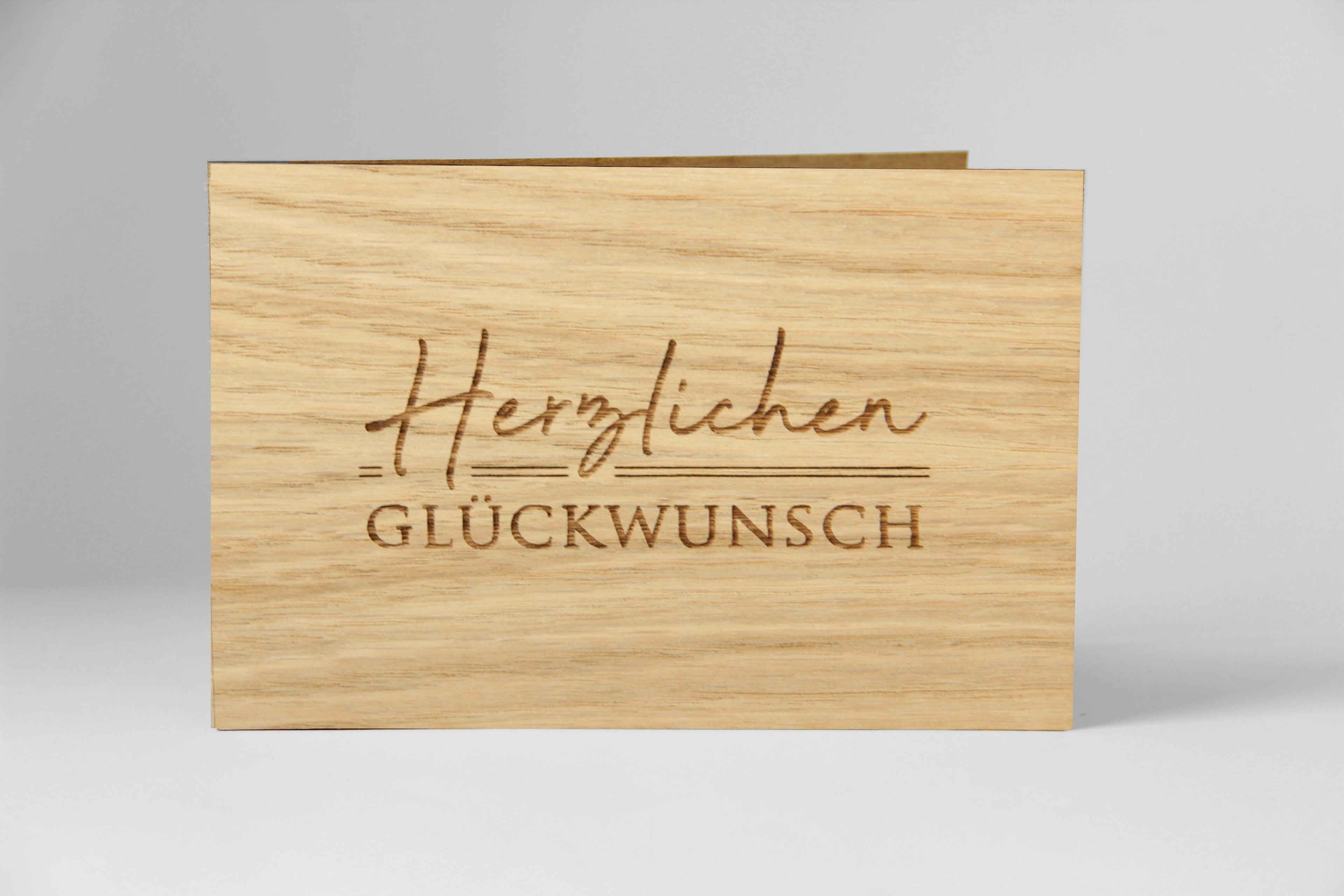 Holzgrusskarte - Herzlichen Glückwunsch
