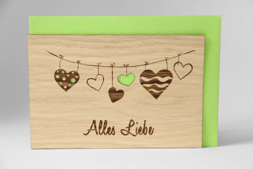 Holzgrusskarte - Alles Liebe!