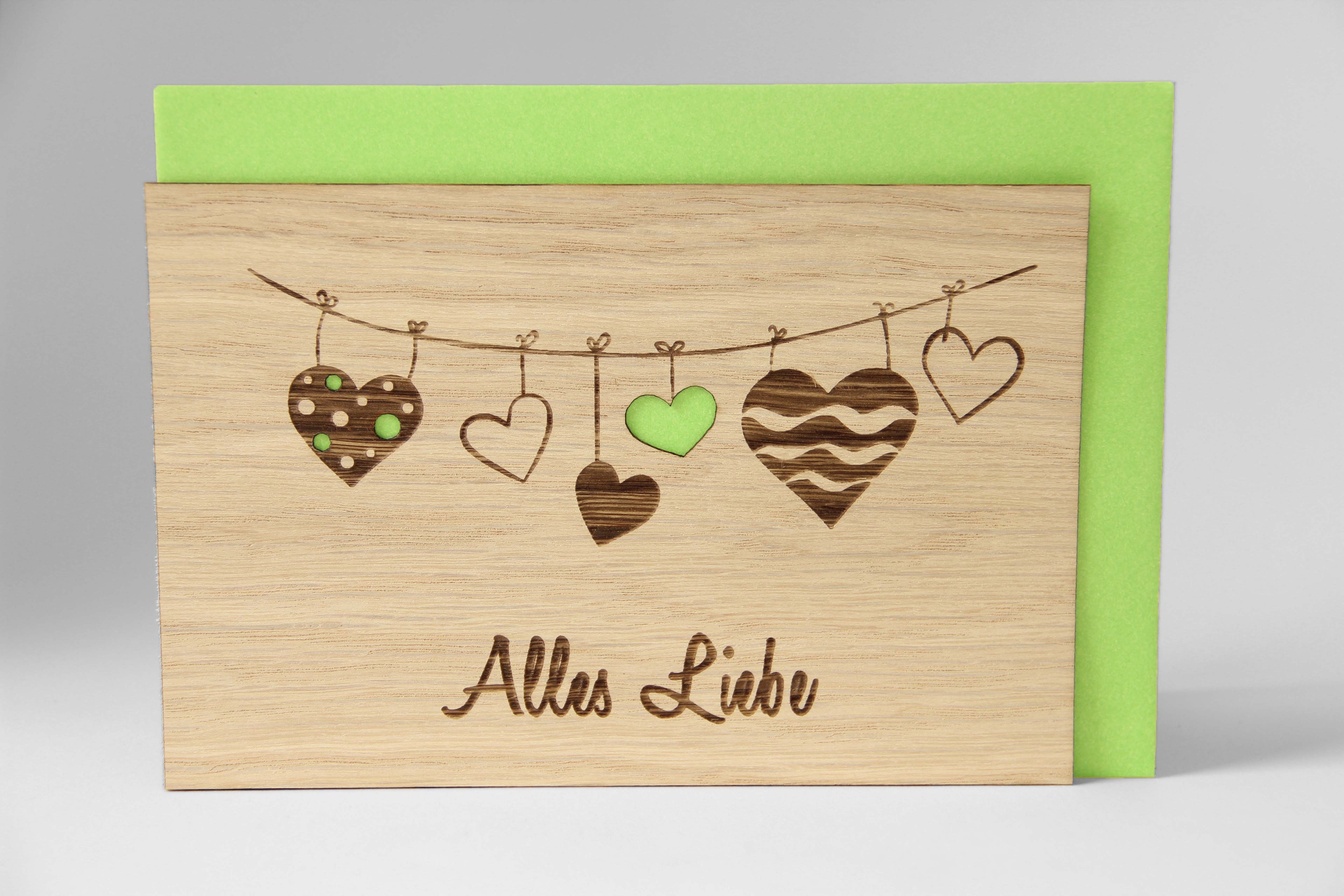 Holzgrusskarte - Alles Liebe!
