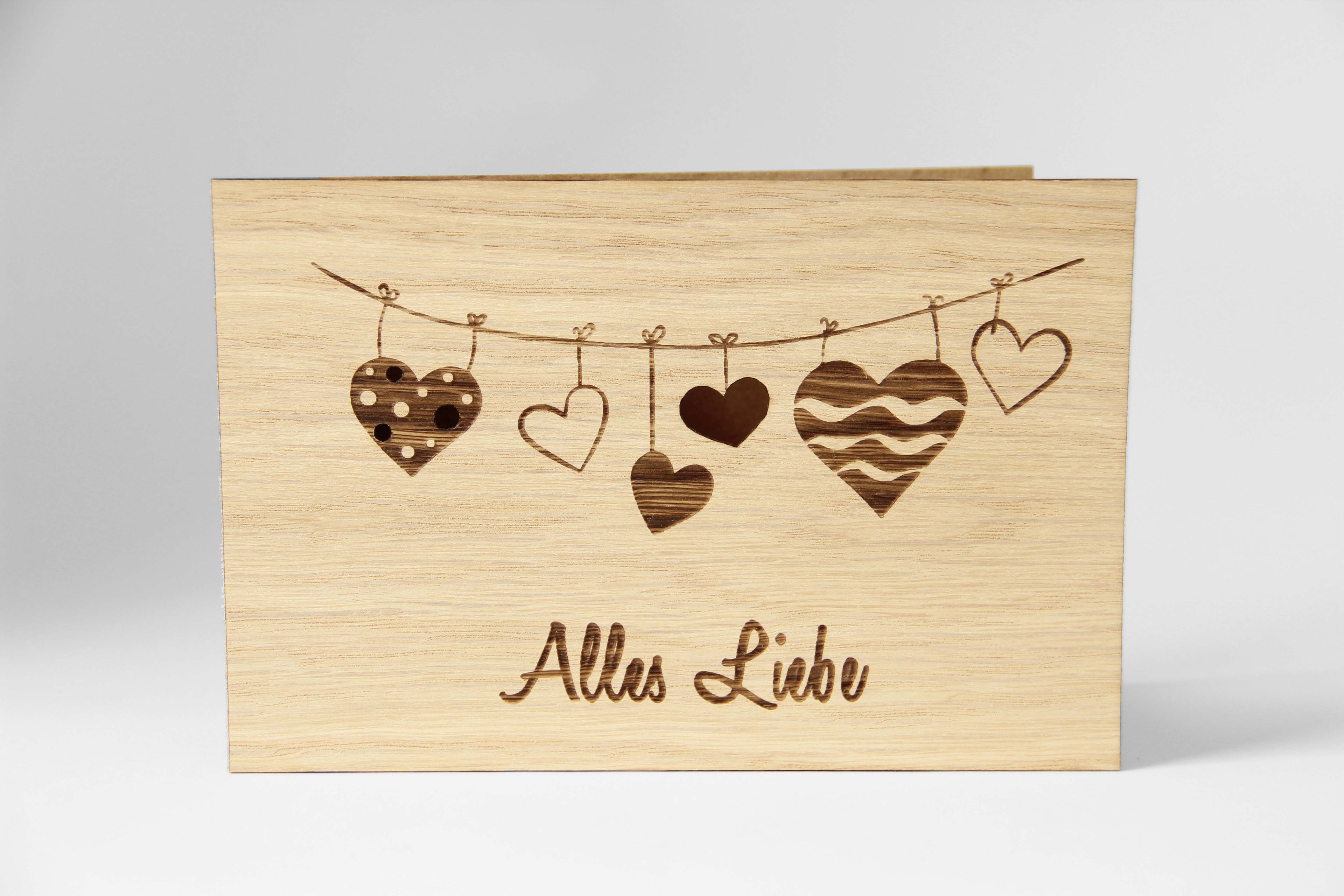 Holzgrusskarte - Alles Liebe!