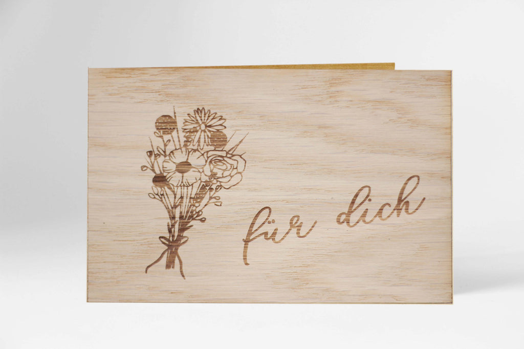Holzgrusskarte - Für dich - Blumen