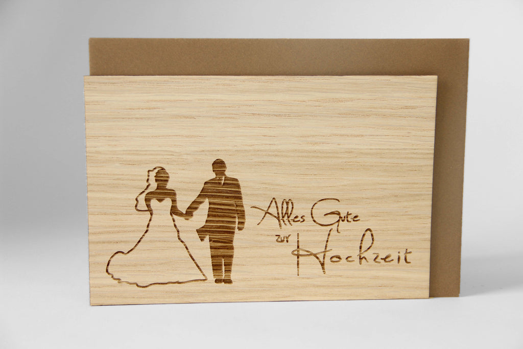 Holzgrusskarte - Alles Gute zur Hochzeit Brautpaar