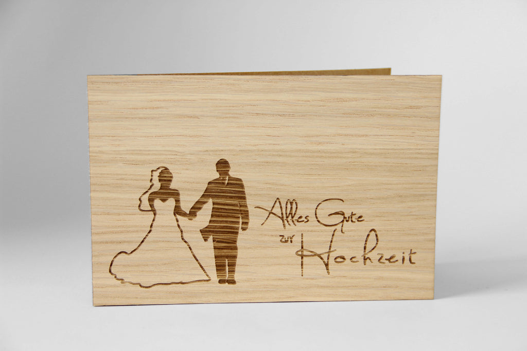 Holzgrusskarte - Alles Gute zur Hochzeit Brautpaar