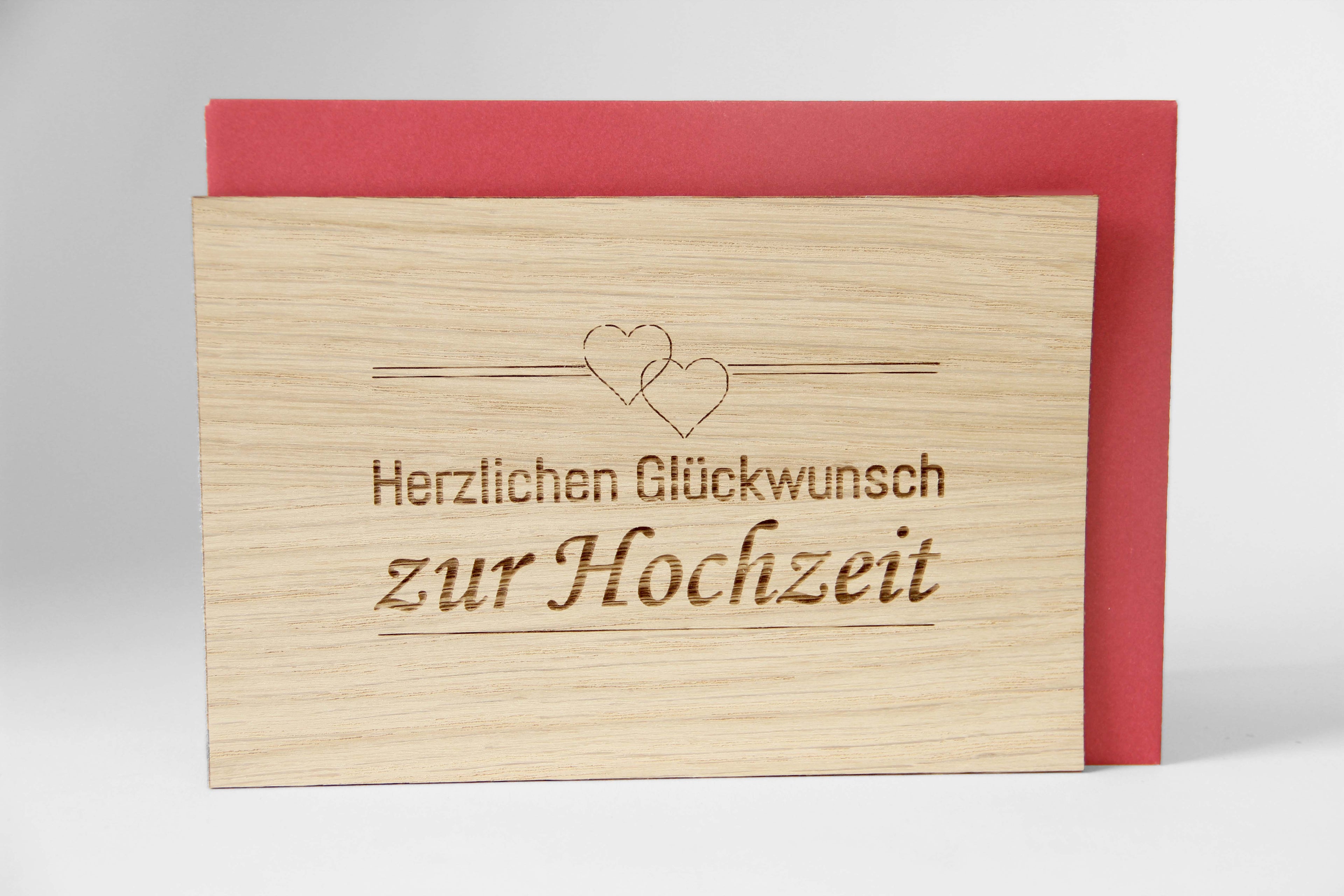 Holzgrusskarte - Herzlichen Glückwunsch zur Hochzeit