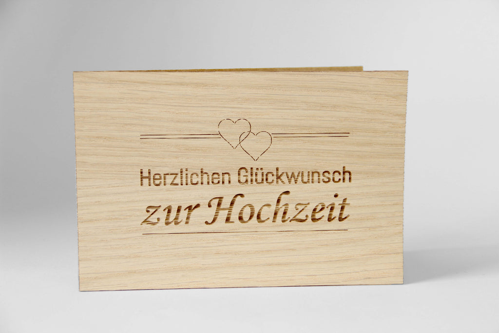 Holzgrusskarte - Herzlichen Glückwunsch zur Hochzeit