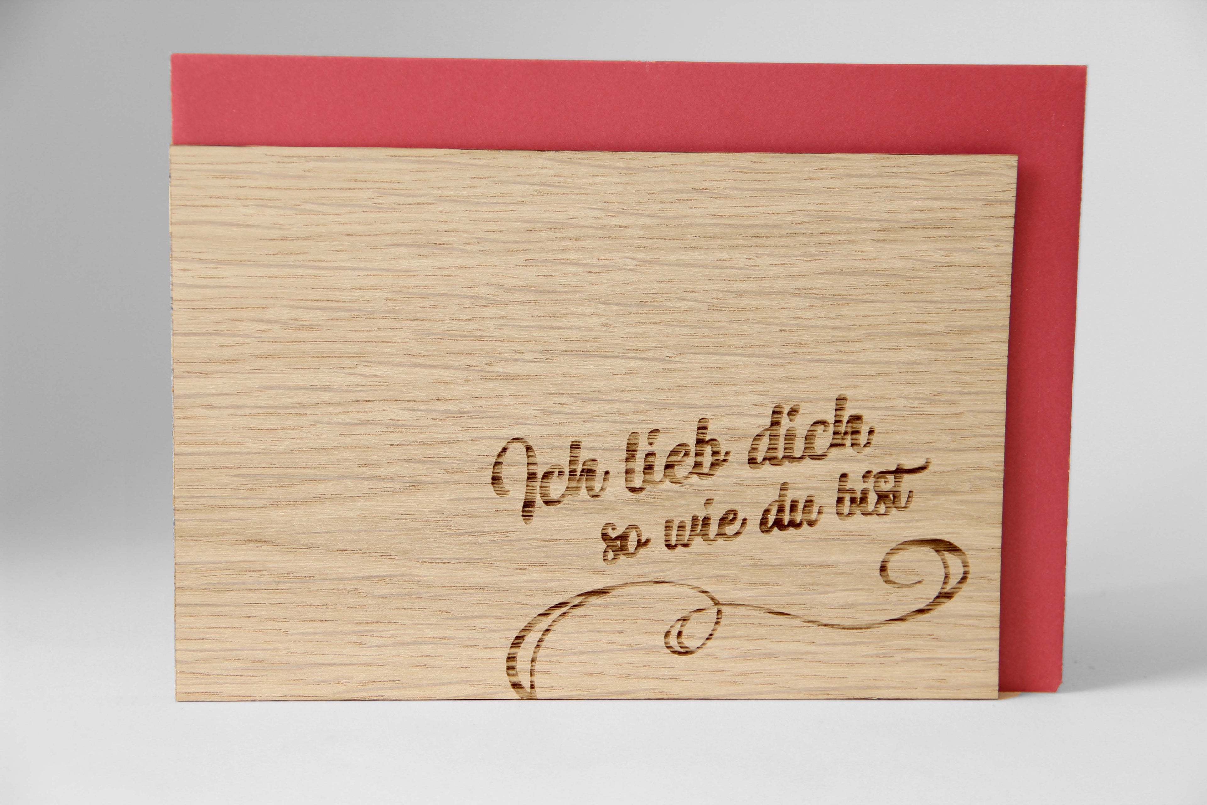 Holzgrusskarte - Ich lieb dich